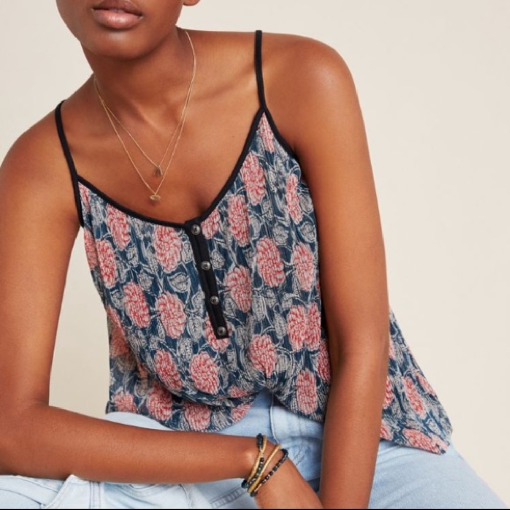 Anthropologie Tati Textured Shimmer Tank Top